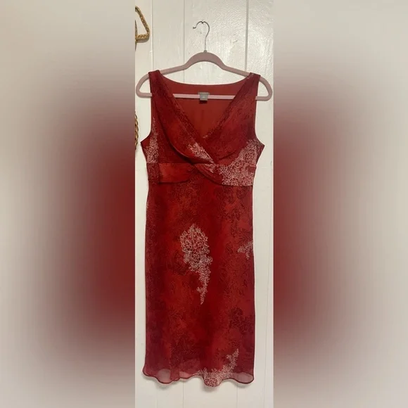 Ann Taylor | Dresses | Ann Taylor Special Occasion Flowing Silky Chiffon Red  Midi Dress Aline Size 2p | Poshmark